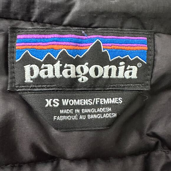 Patagonia Goose Down Puffer Jacket Women’s XS Black Pockets Insulated FLAWS READ - Picture 5 of 12